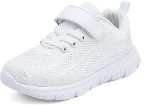 Boys Girls Sneakers Mesh Breathable Casual Lightweight Fashion Tennis Running Sport Primary School Students Athletic Kid Shoes White 11.5 US