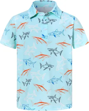 Boys Performance Polo Shirt Short Sleeve Golf Clothes for Active Casual Size 5-14