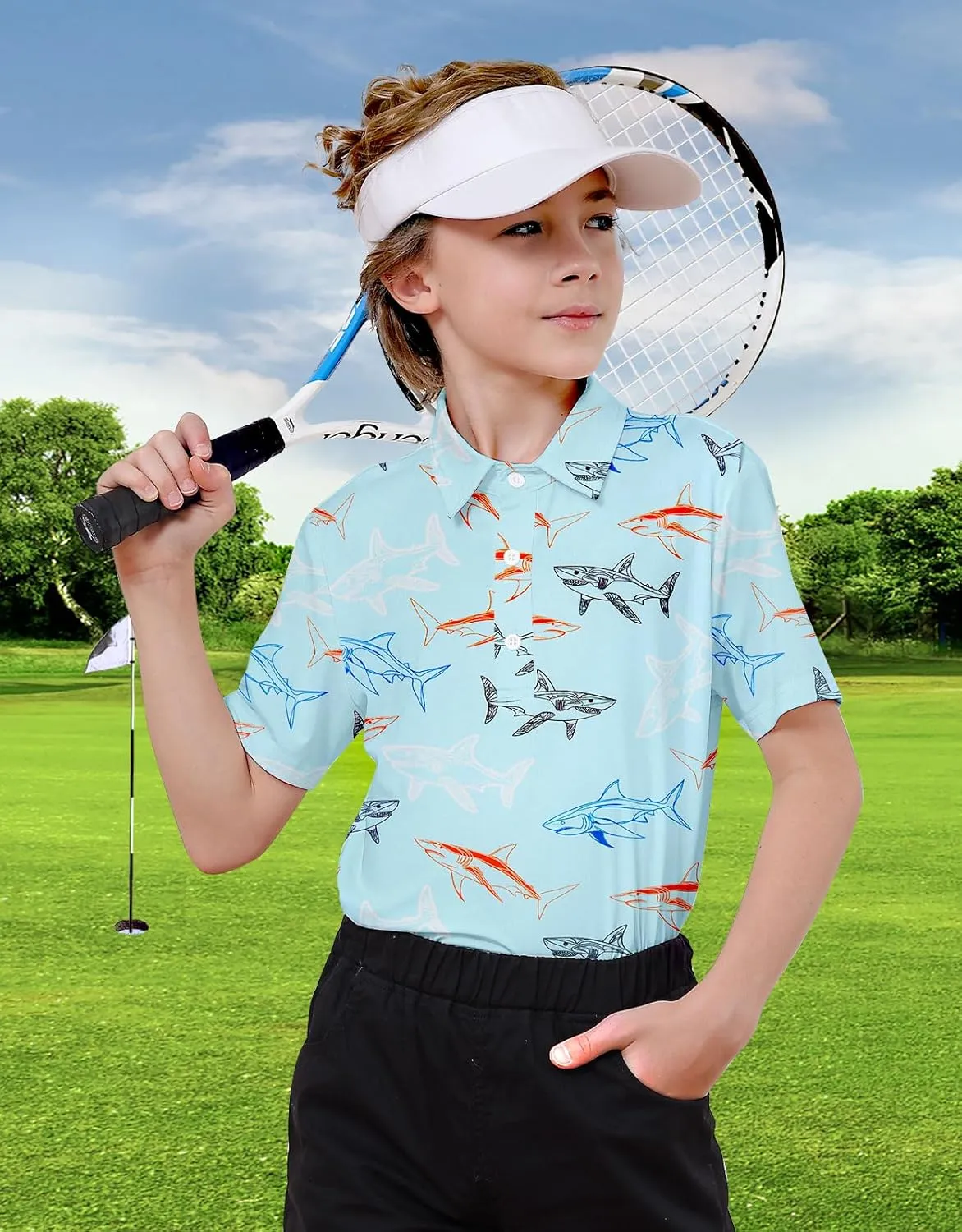 Boys Performance Polo Shirt Short Sleeve Golf Clothes for Active Casual Size 5-14
