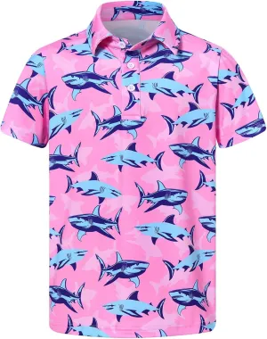 Boys Performance Polo Shirt Short Sleeve Golf Clothes for Active Casual Size 5-14