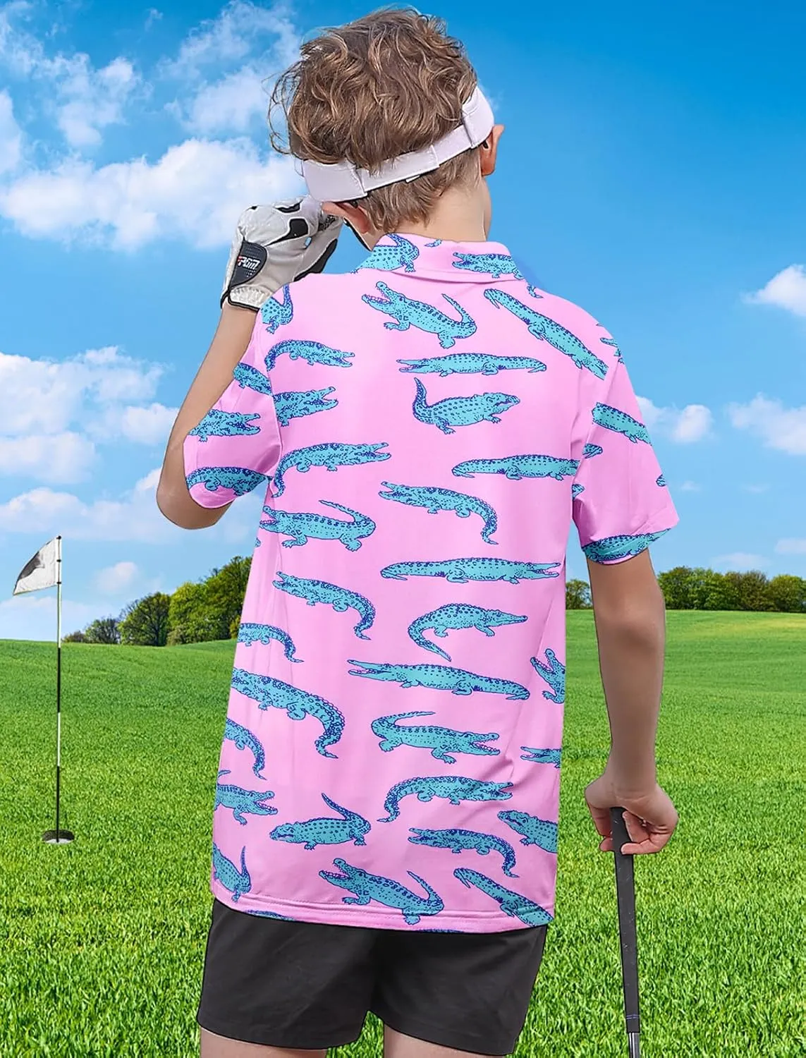 Boy's Short Sleeve Fashion Polo Shirt Kids Cool School Uniform Active Golf Shirts 5-14T