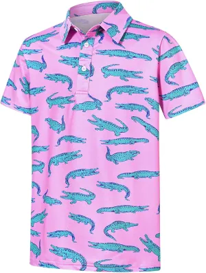 Boy's Short Sleeve Fashion Polo Shirt Kids Cool School Uniform Active Golf Shirts 5-14T