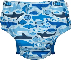 Boys' Snap Reusable Absorbent Swimsuit Diaper, Blue Undersea, 24 M