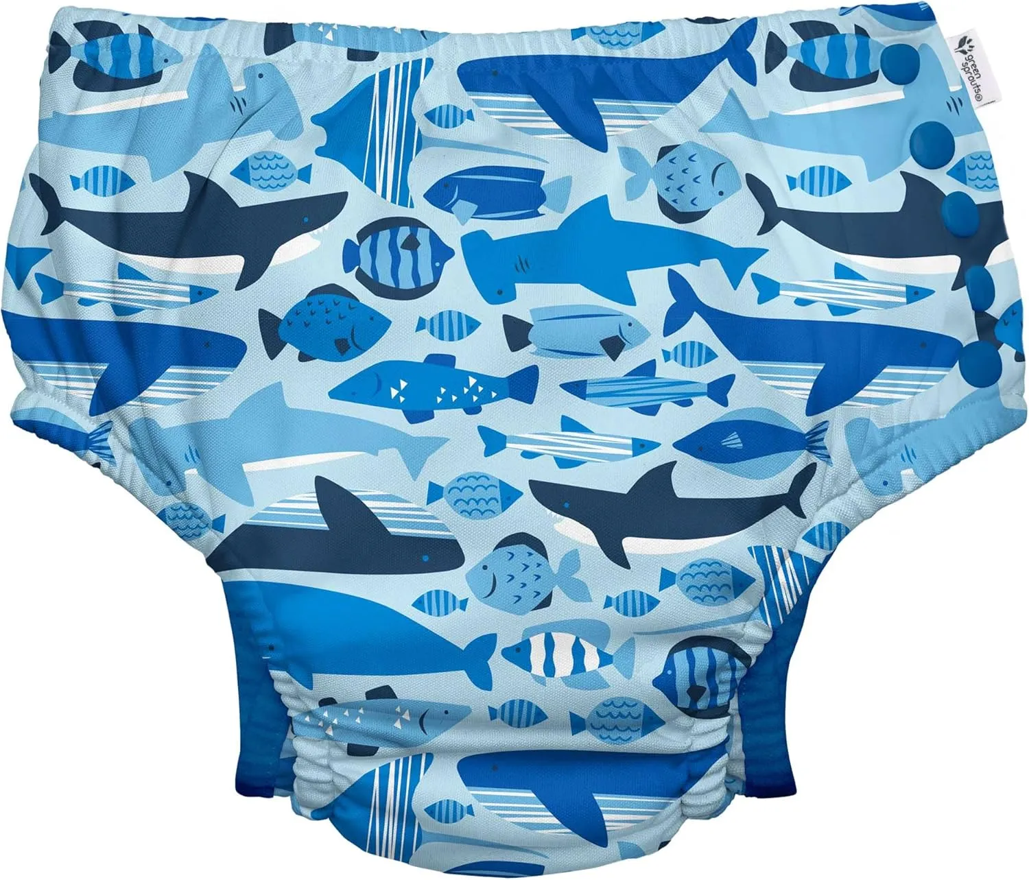 Boys' Snap Reusable Absorbent Swimsuit Diaper, Blue Undersea, 24 M