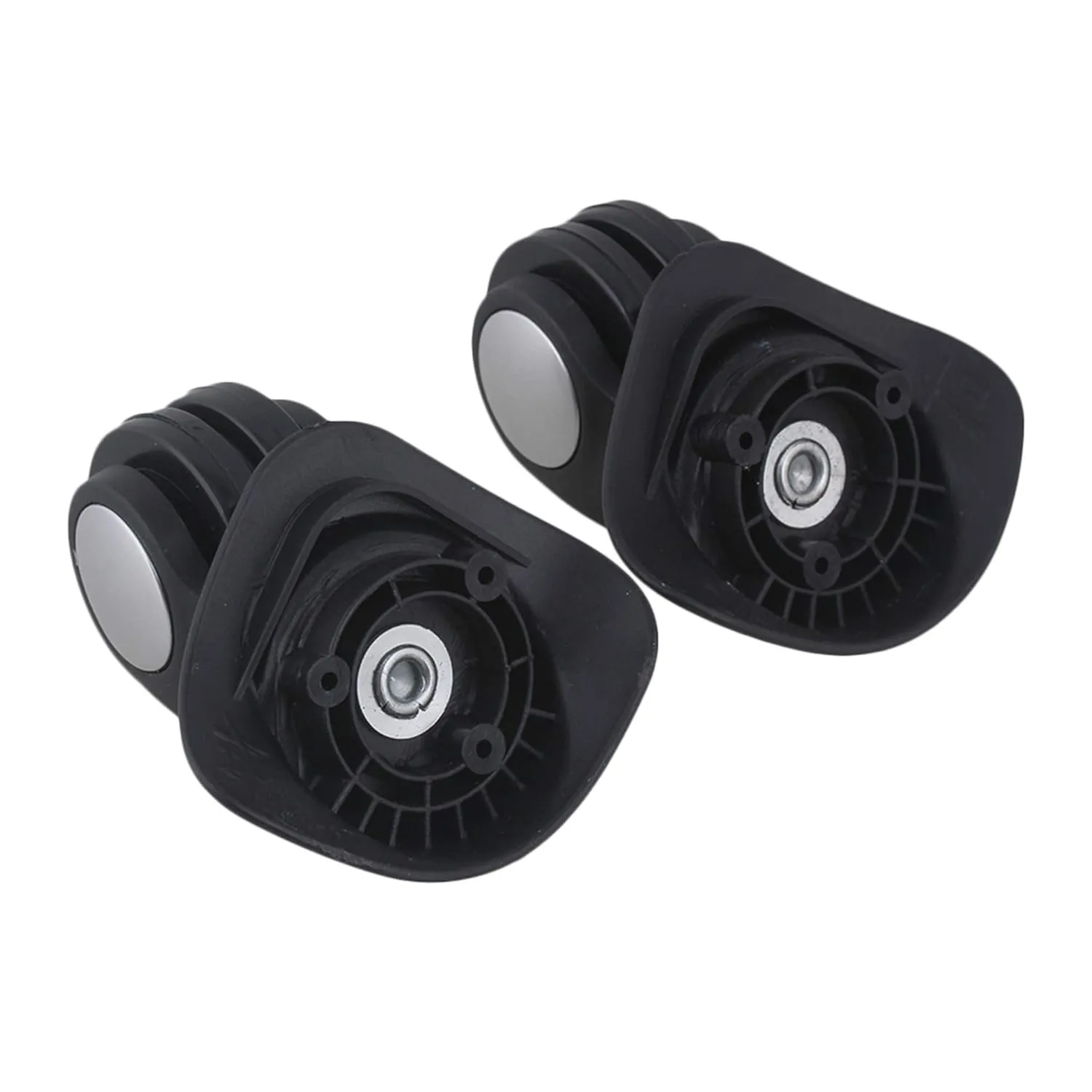 BQLZR Black Spinner Luggage Wheel Left & Right Plastic Swivel Caster Wheels with 3 Holes,Hole Pitch (1.22"/1.22"/1.06"),for Luggage Suitcase Trolley 360 Degree Rotation