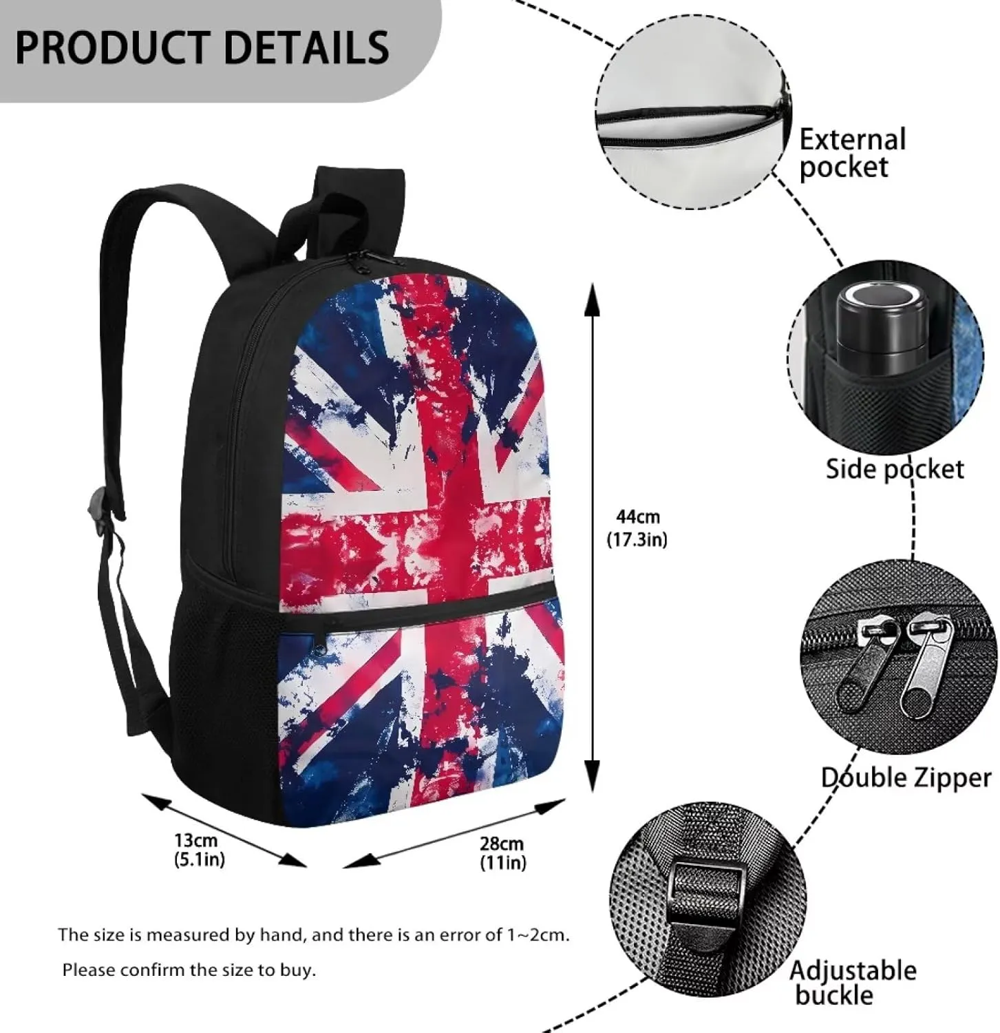British Flag Print Kids Backpack Girls Boys Bookbags for Preschool, Lightweight School Backpack for Primary Elementary Kindergarten
