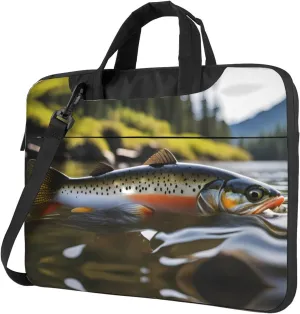 Brook Trout Fly Fishing Pattern Laptop Bag - with Soft Interior, Multiple Pockets - Ideal for Men, Travel and Business