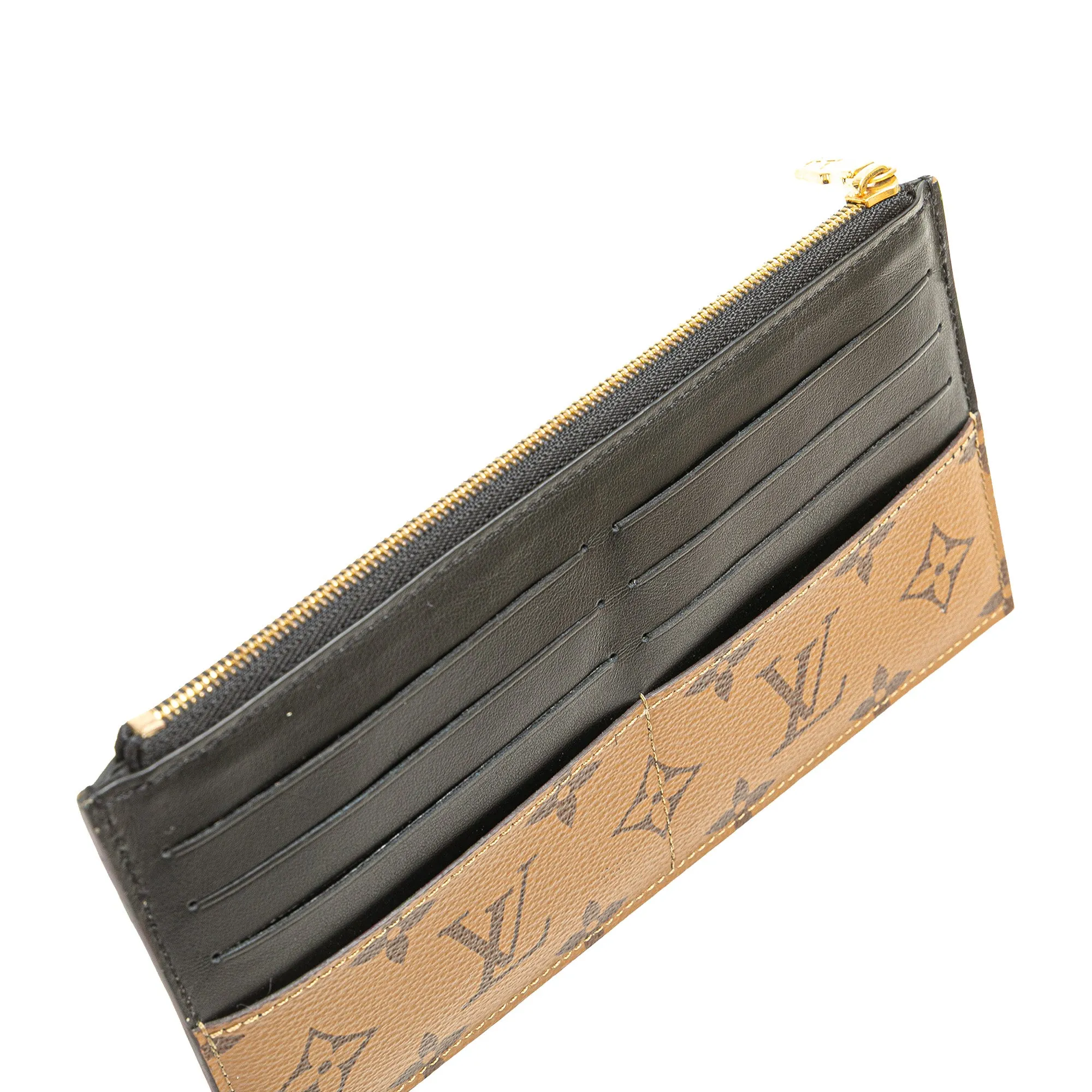 Brown Louis Vuitton Monogram Reverse Slim Purse Long Wallets