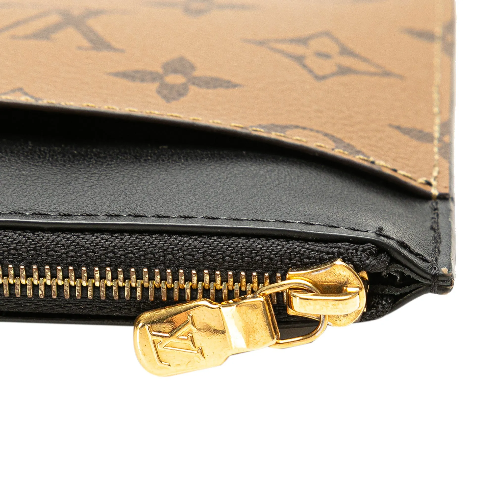 Brown Louis Vuitton Monogram Reverse Slim Purse Long Wallets