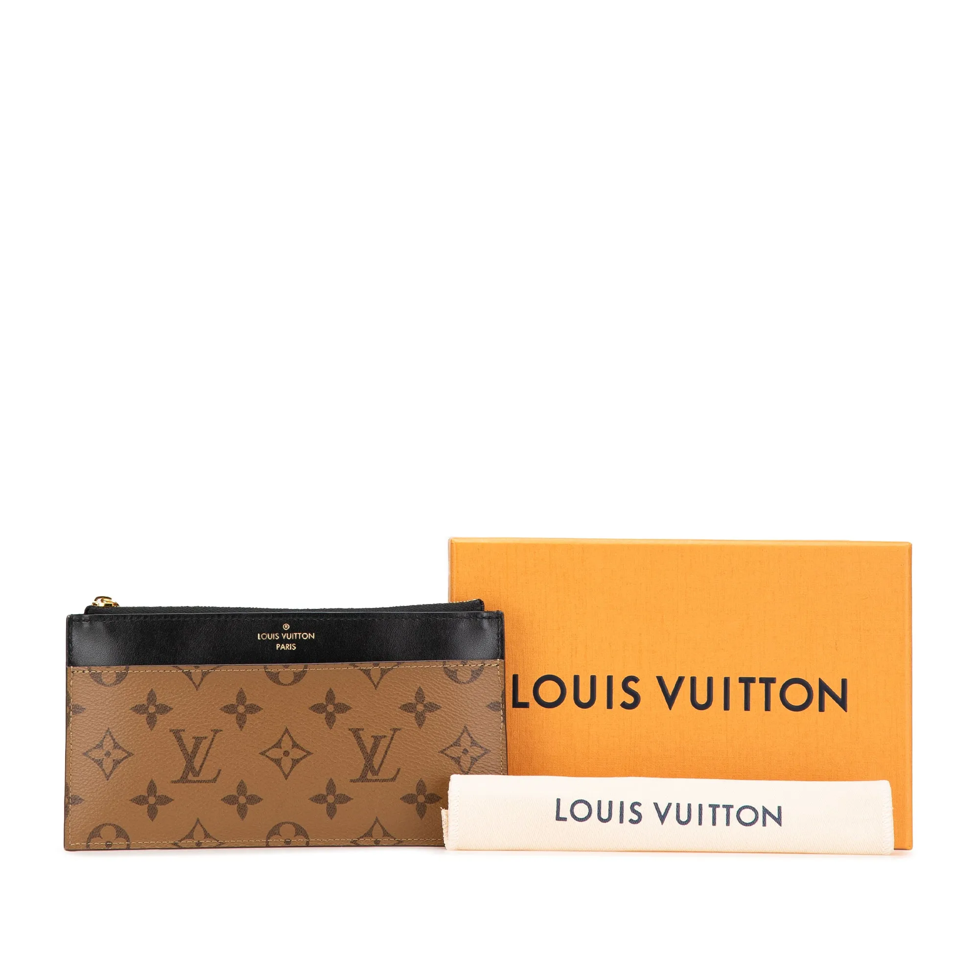Brown Louis Vuitton Monogram Reverse Slim Purse Long Wallets