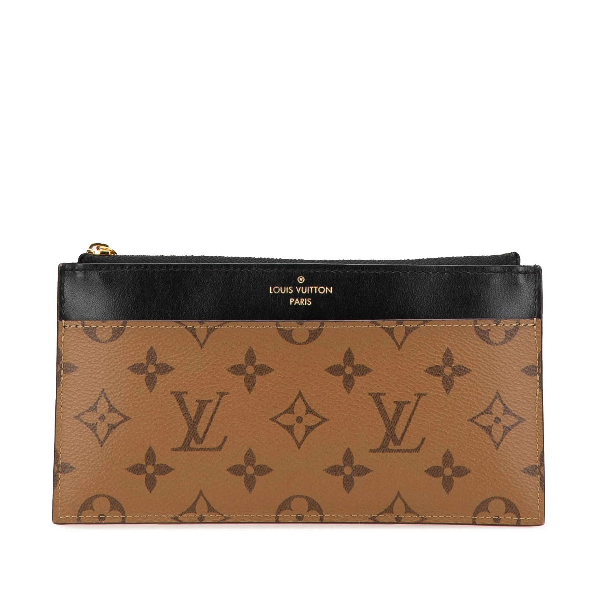 Brown Louis Vuitton Monogram Reverse Slim Purse Long Wallets