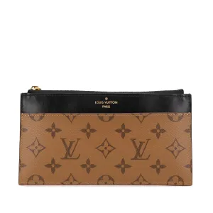 Brown Louis Vuitton Monogram Reverse Slim Purse Long Wallets