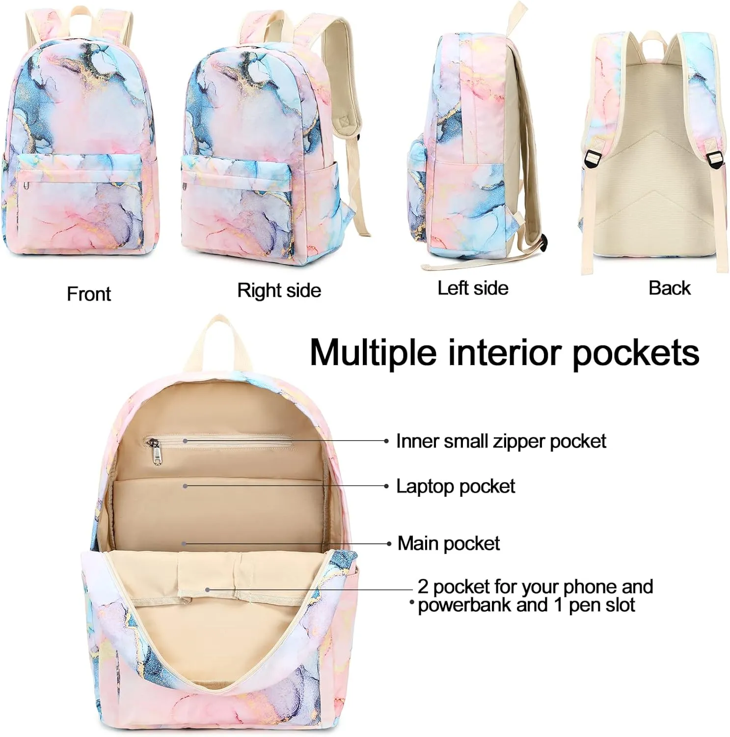 BTOOP Girls School Backpack Galaxy Schoolbag Laptop Bookbag Insulated Lunch Tote Bag Purse Teens Boys Kids
