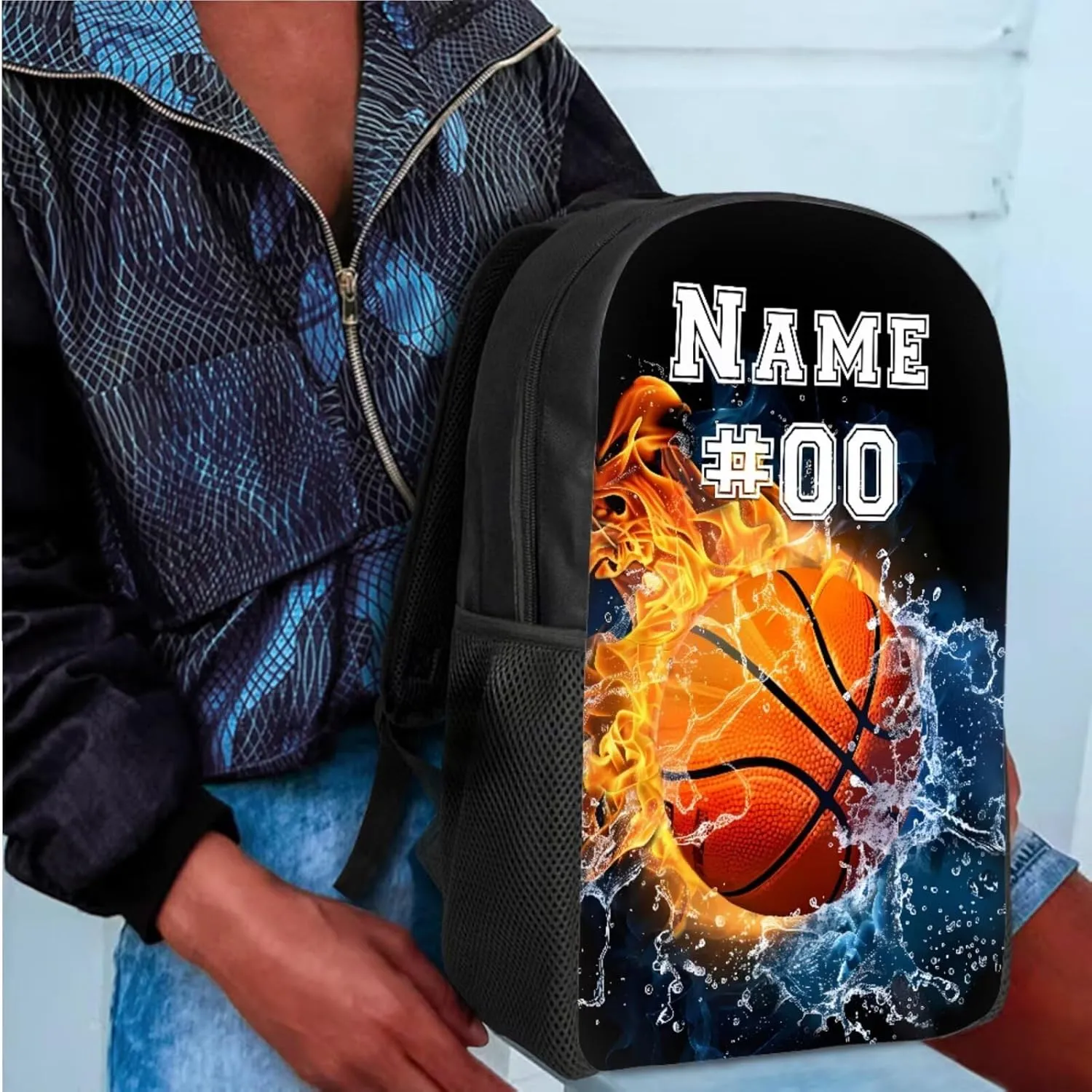 Bulopur Custom Kids Backpack with Lunch Box Penci Bag Set with Name and Number Personalized Basketball Bookbag For Boys Age 12-14 Back to School Supplies