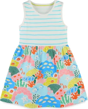 Bumeex Toddler Girls Clothes Cotton Short Sleeve Casual Girls Dresses for Kids 2-7 Years