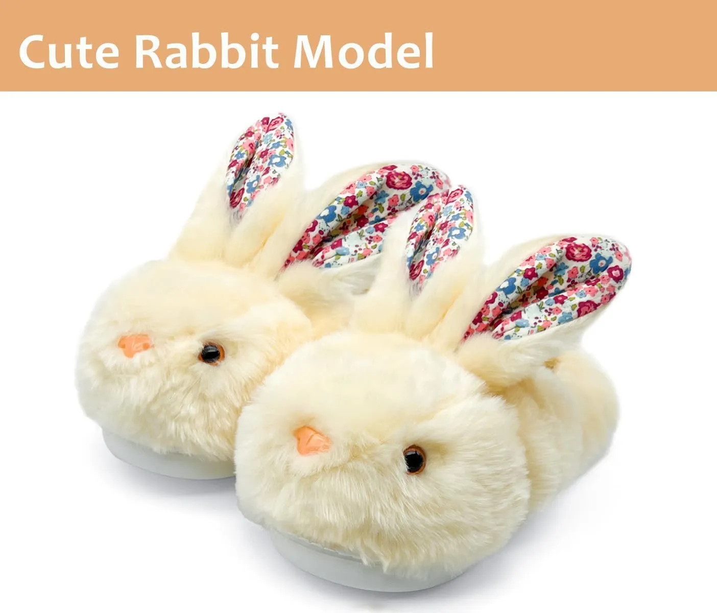 Bunny Slippers for Women Men Cute Plush Rabbit Fuzzy Slippers, Soft Fluffy Animal Winter Warm Indoor House Slippers Shoes