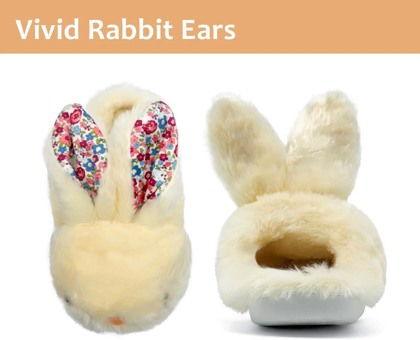 Bunny Slippers for Women Men Cute Plush Rabbit Fuzzy Slippers, Soft Fluffy Animal Winter Warm Indoor House Slippers Shoes