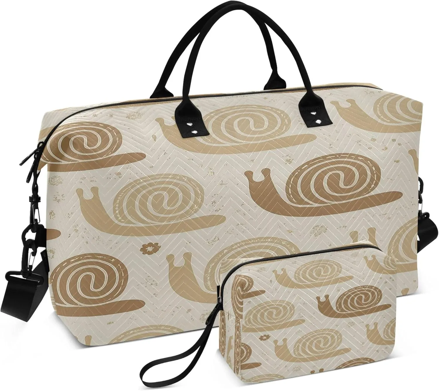 Burbuja Travel Duffel Bag for Women, Boho Cute Snail Weekender Overnight Bag Shoulder Carry On Tote Bag with Trolley Sleeve, Gym Bag with Toiletry Bag