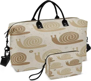 Burbuja Travel Duffel Bag for Women, Boho Cute Snail Weekender Overnight Bag Shoulder Carry On Tote Bag with Trolley Sleeve, Gym Bag with Toiletry Bag