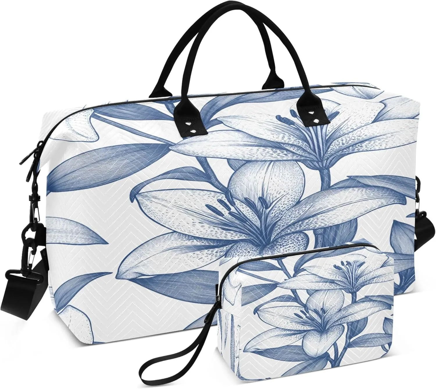 Burbuja Travel Duffel Bag for Women, Lily Flowers Weekender Overnight Bag Shoulder Carry On Tote Bag with Trolley Sleeve, Gym Bag with Toiletry Bag