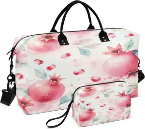 Burbuja Travel Duffel Bag for Women, Pomegranates Weekender Overnight Bag Shoulder Carry On Tote Bag with Trolley Sleeve, Gym Bag with Toiletry Bag