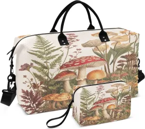 Burbuja Travel Duffel Bag for Women, Retro Botany Plant Weekender Overnight Bag Shoulder Carry On Tote Bag with Trolley Sleeve, Gym Bag with Toiletry Bag, Large Size