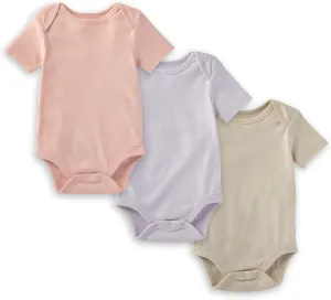 Burt's Bees Baby Unisex Baby 3-Pack Short Sleeve Bodysuits, 100% Organic Cotton