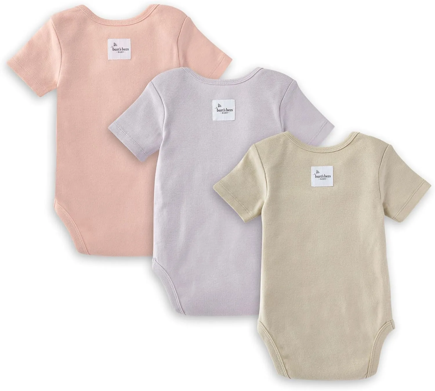 Burt's Bees Baby Unisex Baby 3-Pack Short Sleeve Bodysuits, 100% Organic Cotton