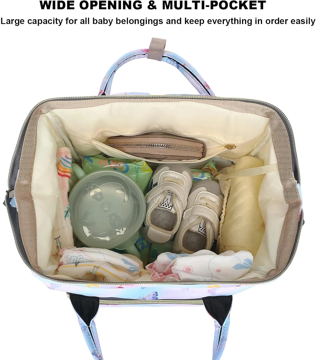 Butterfly Baby Diaper Bag Backpack for Girls Boys, Waterproof Large Maternity Nappy Bags for Mom