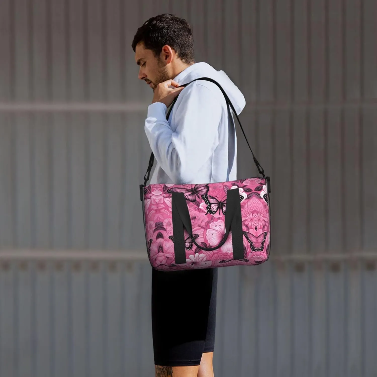 Butterfly Seamless Tile Travel Duffel Bag Carry On Tote Bags For Men,Weekender Overnight Bag,Sports Tote Gym Bag