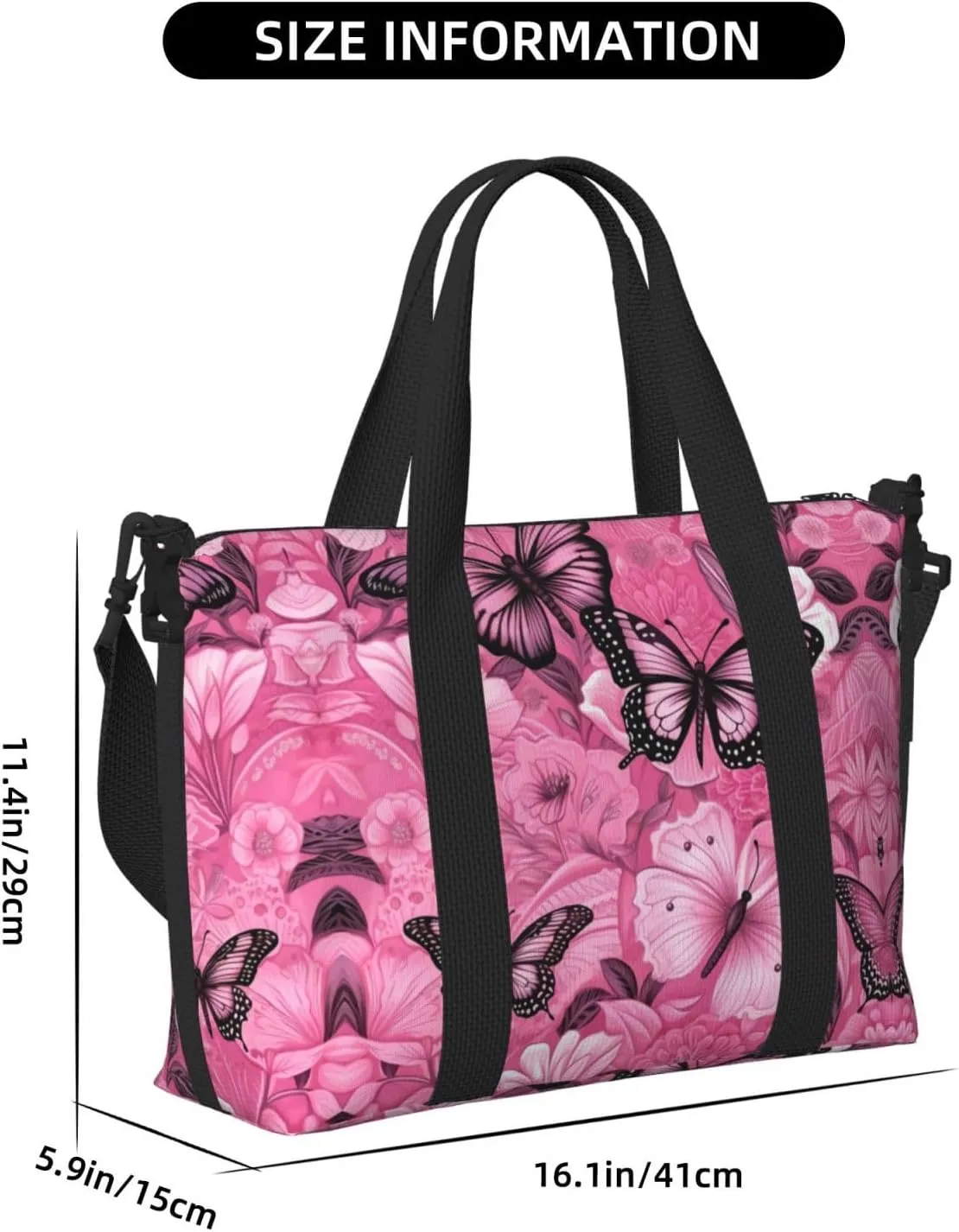Butterfly Seamless Tile Travel Duffel Bag Carry On Tote Bags For Men,Weekender Overnight Bag,Sports Tote Gym Bag