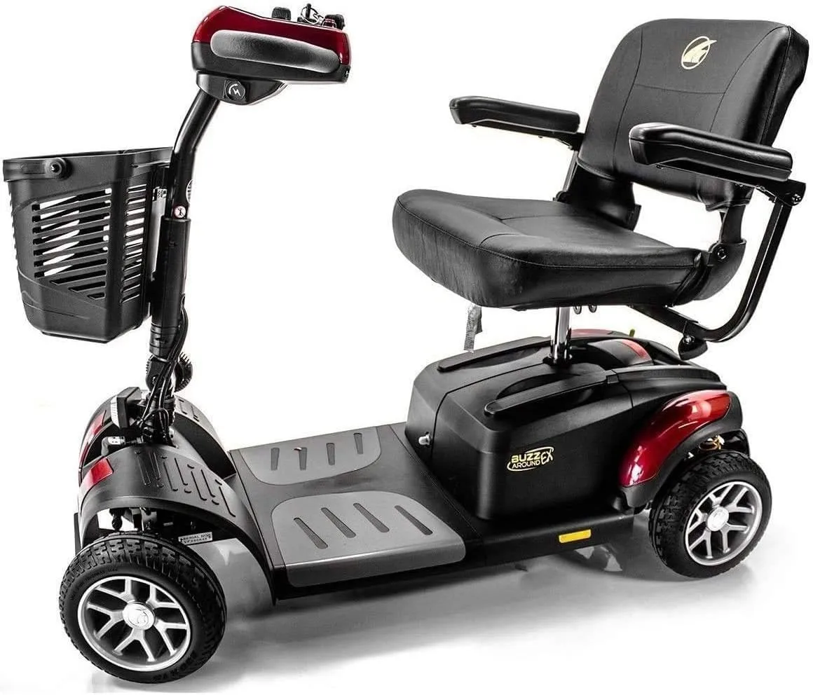 Buzzaround EX Disassembling Portable Travel 4-Wheel Mobility Scooter - 18 Mile Range with Suspension - Heavy Duty (18"" Seat), Red / Blue