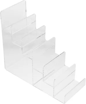 Cabilock Clear Collection Display Risers Acrylic Wallet Holder Stand Handbag Purse Display Shelf Jewelry Cosmetic Racks Organizer (6 Tier)
