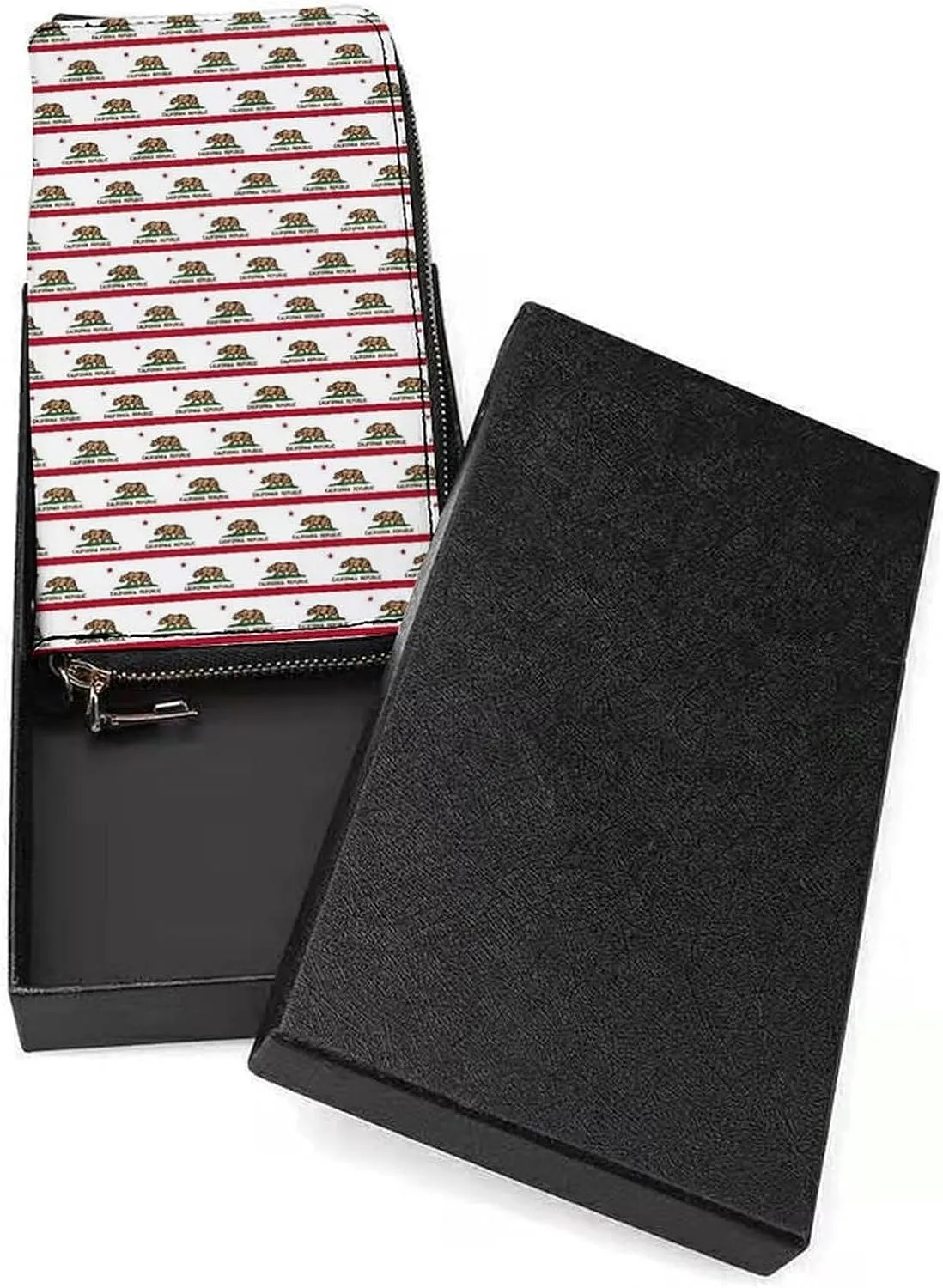 California Flag Women's Leather Long Large Capacity Wallet Clutch Wallet with Hand Strap