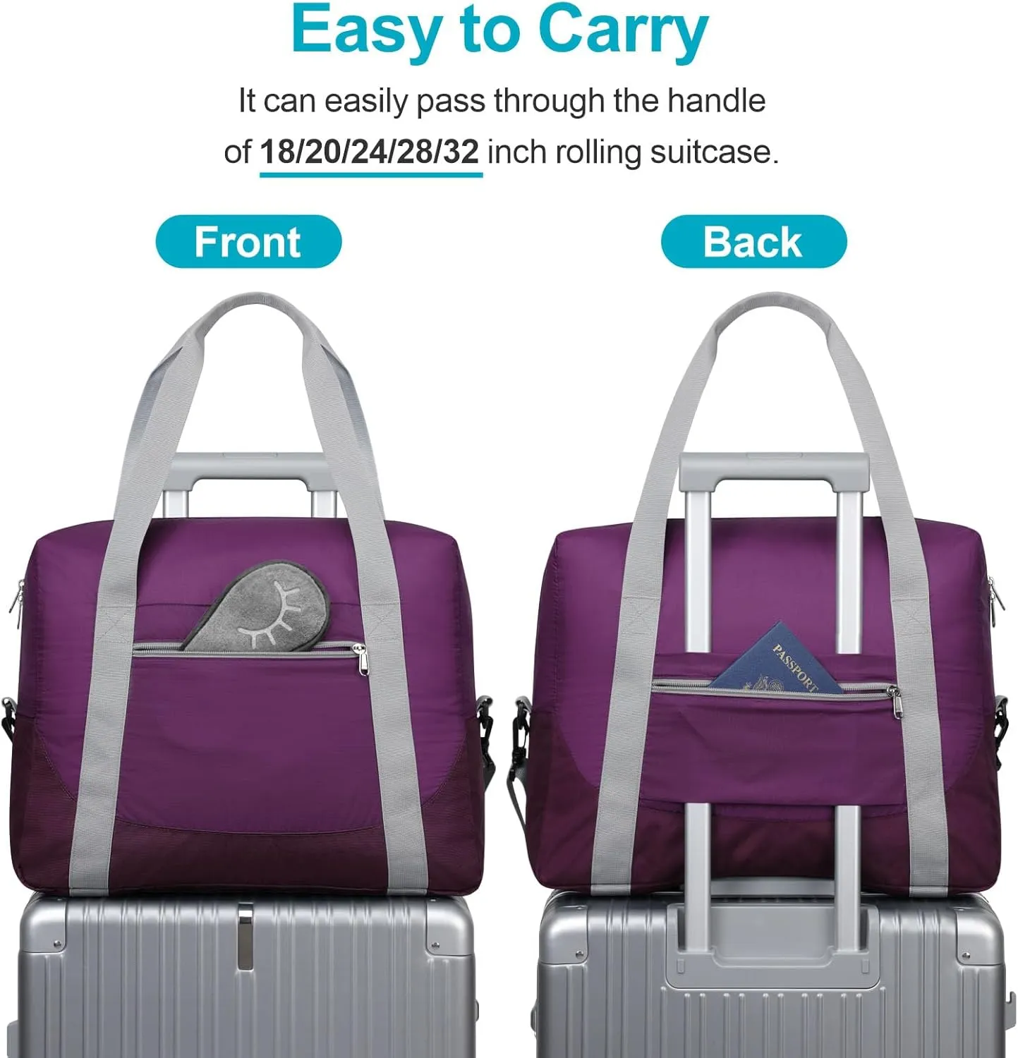 Cambond Spirit Airlines Personal Item Bag 18x14x8 Inch - 30L Personal Item Travel Bag for Short Trip, Lightweight Compact Underseat Foldable Travel Duffel Carry on Bags for Airplane, 2 Pack