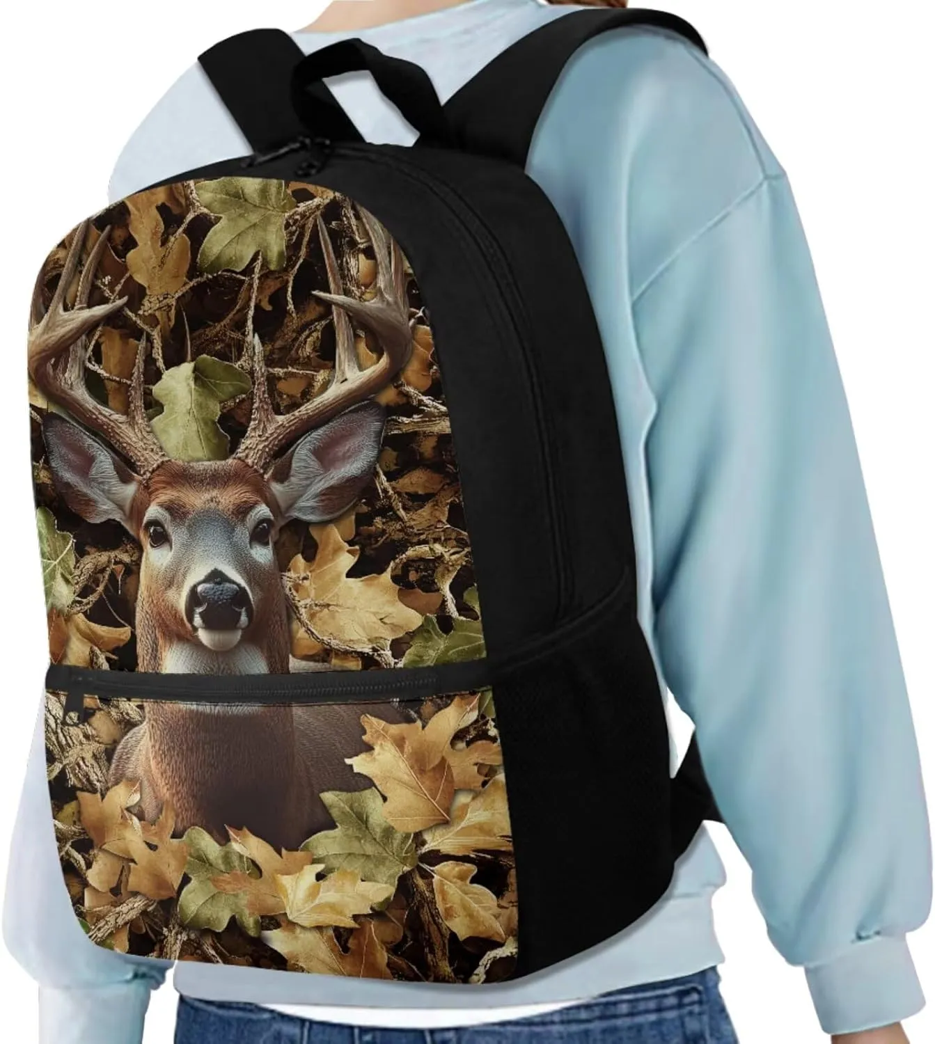 Camo Backpack for Boys Camo Hunting Deer Girls School Bag with Lunch Bag Pencil Case Water Bottle Holder 4 Piece School Daypack Travel Bag Satchel Bagpack
