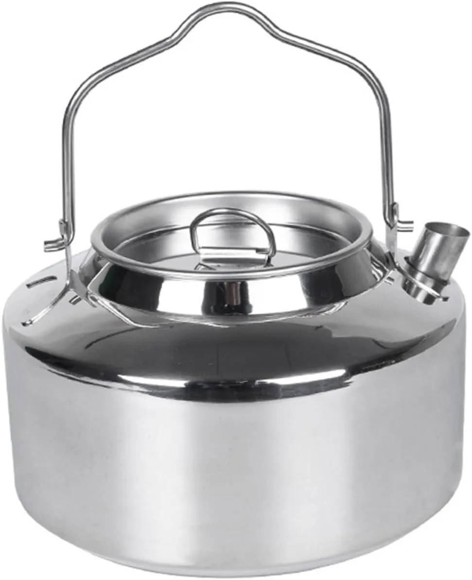 Camping Tea Kettle Portable Stainless Steel Outdoor Water Pot Multi Functional Kettle for Hiking Fishing and Self Driving Adventures Capacity Lightweight Design