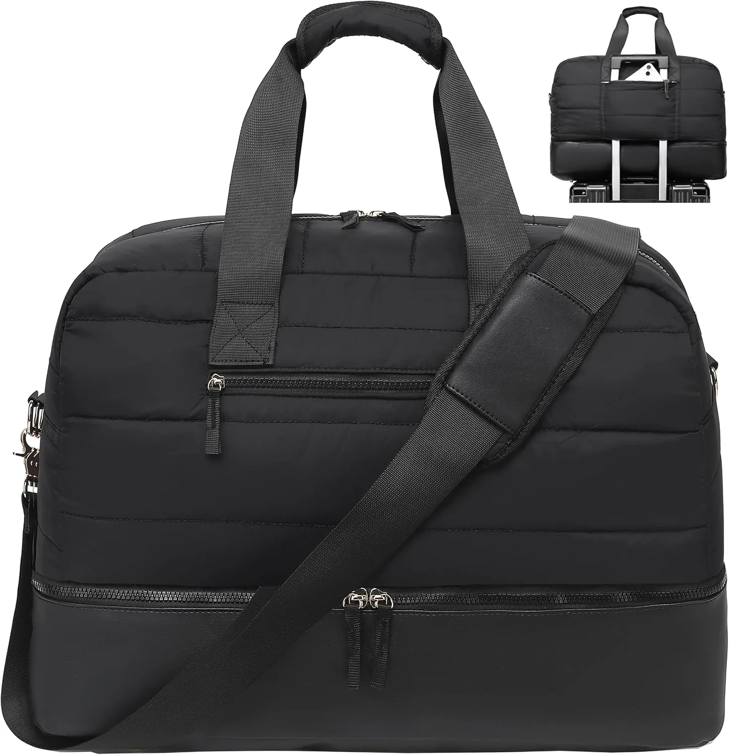 CAMTOP Travel Weekender Bags for Women with Shoe Compartment Quilted Puffer Tote Bag Carry on Duffle Bag for Overnight Bag