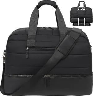 CAMTOP Travel Weekender Bags for Women with Shoe Compartment Quilted Puffer Tote Bag Carry on Duffle Bag for Overnight Bag