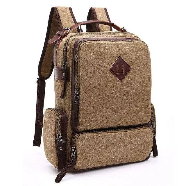 Canvas Leather Multi-Functional Travel Backpack
