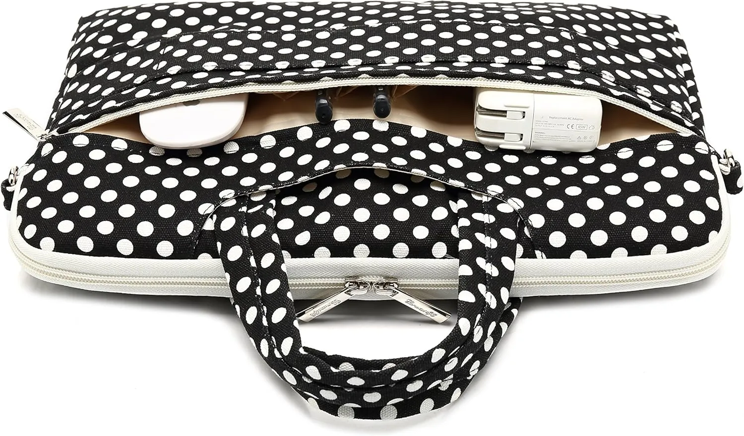 canvaslife Black dot Pattern 15 inch Waterproof Laptop Shoulder Messenger Bag Case With Rebound Bubble Protection for 14 inch-15.6 inch laptop 15 Case Bag