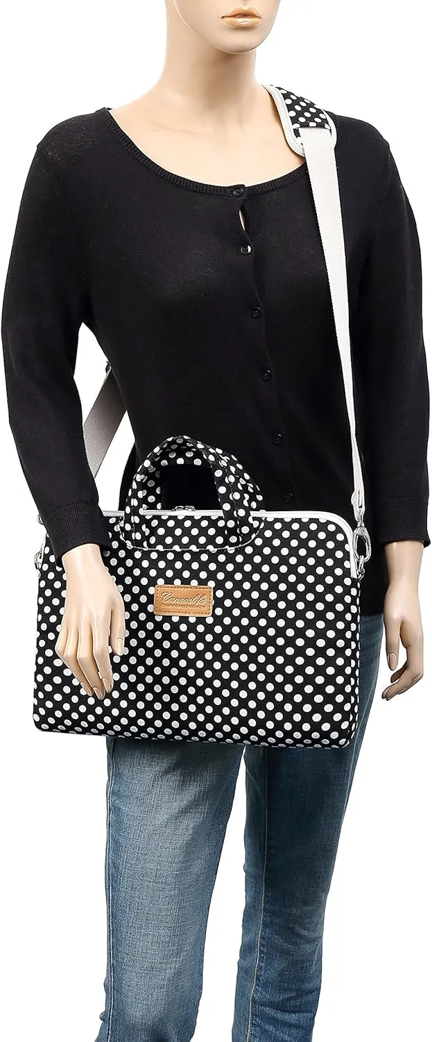 canvaslife Black dot Pattern 15 inch Waterproof Laptop Shoulder Messenger Bag Case With Rebound Bubble Protection for 14 inch-15.6 inch laptop 15 Case Bag