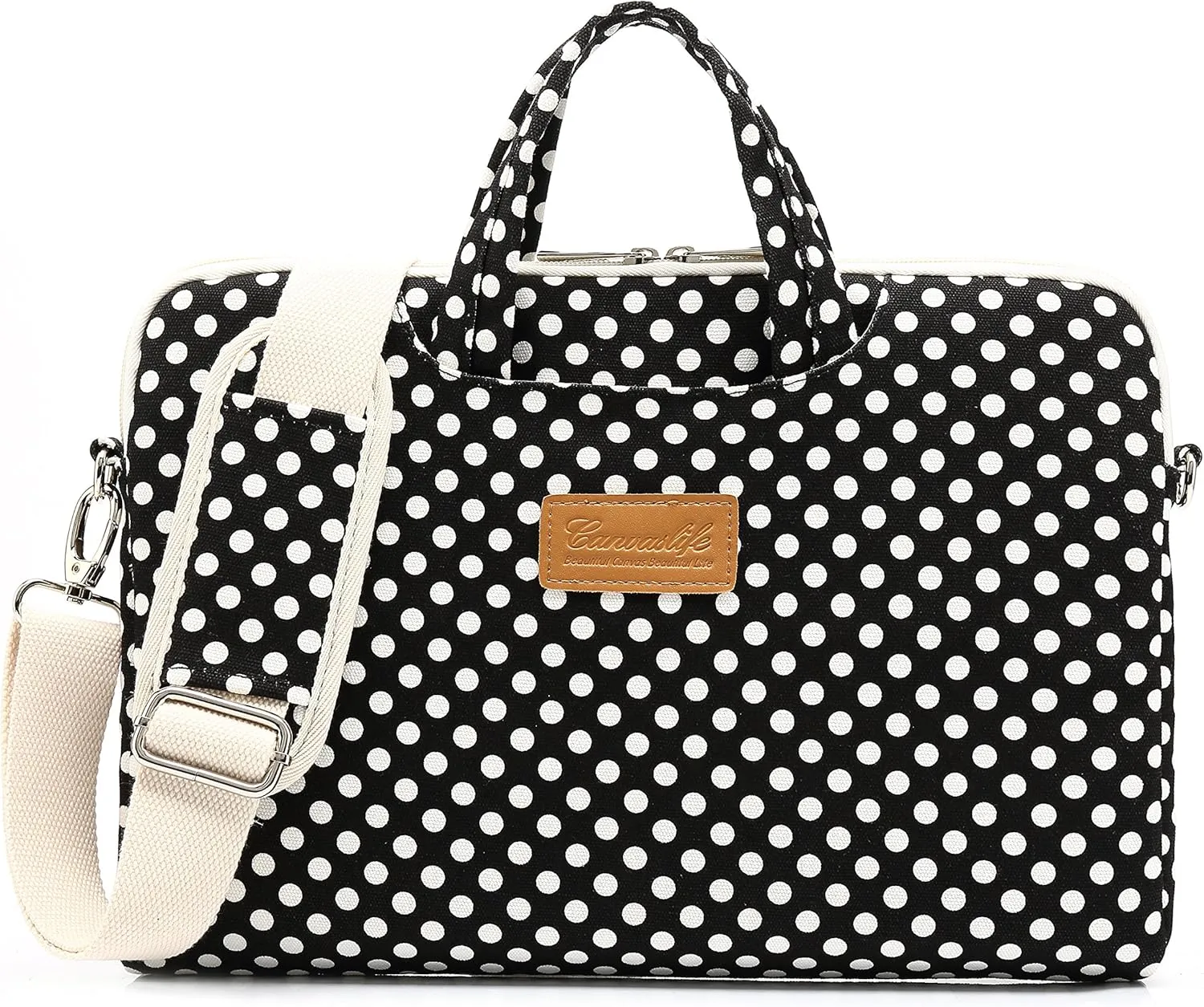 canvaslife Black dot Pattern 15 inch Waterproof Laptop Shoulder Messenger Bag Case With Rebound Bubble Protection for 14 inch-15.6 inch laptop 15 Case Bag