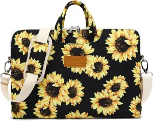 canvaslife sunflower pattern 15 inch Waterproof Laptop Shoulder Messenger Bag Case with Rebound Bubble Protection for 14 inch-15.6 inch Laptop 15 Case Bag