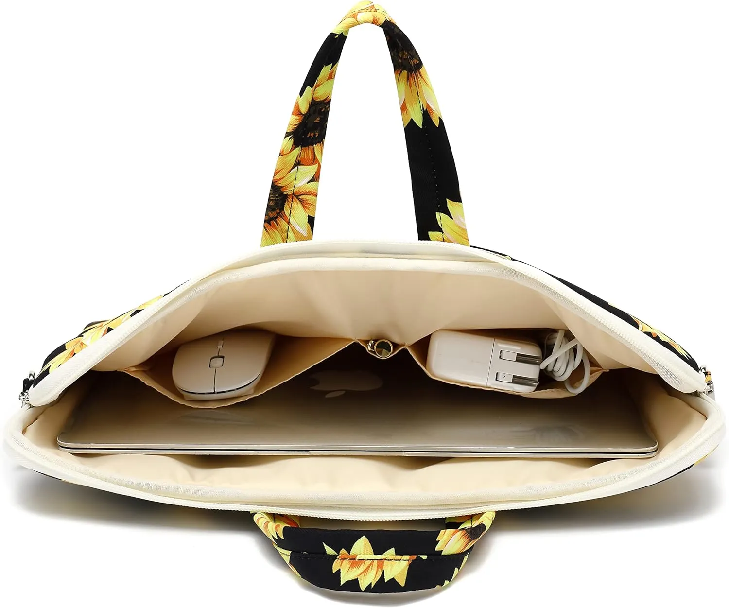 canvaslife sunflower pattern 15 inch Waterproof Laptop Shoulder Messenger Bag Case with Rebound Bubble Protection for 14 inch-15.6 inch Laptop 15 Case Bag