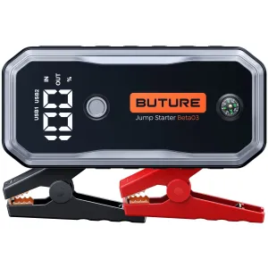 Car Battery Jump Starter 5000A 26800mAh (All Gas/10L Diesel) Powerful Portable Lithium Jump Starter with Fast Charge Extended Cables and Lights BUTURE