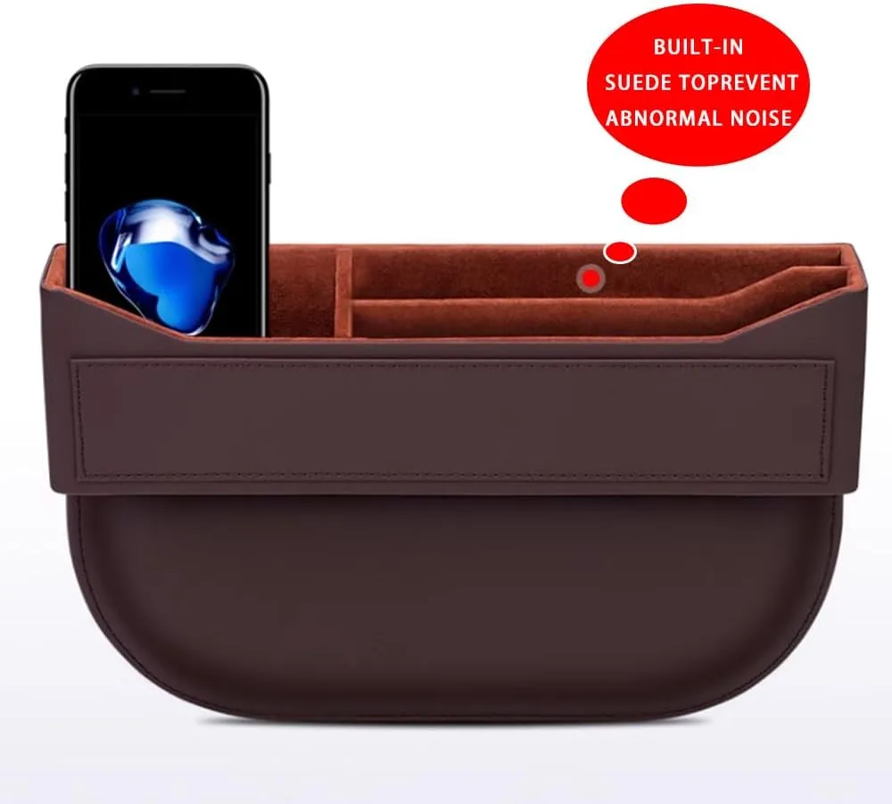 Car Seat Storage Box for Lamborghini Gallardo/Islero/Jalpa/Jarama/Miura/Murciélago/Urraco, Car Console Side Pocket with USB Charging Hole Car Interior Accessories,C Brown