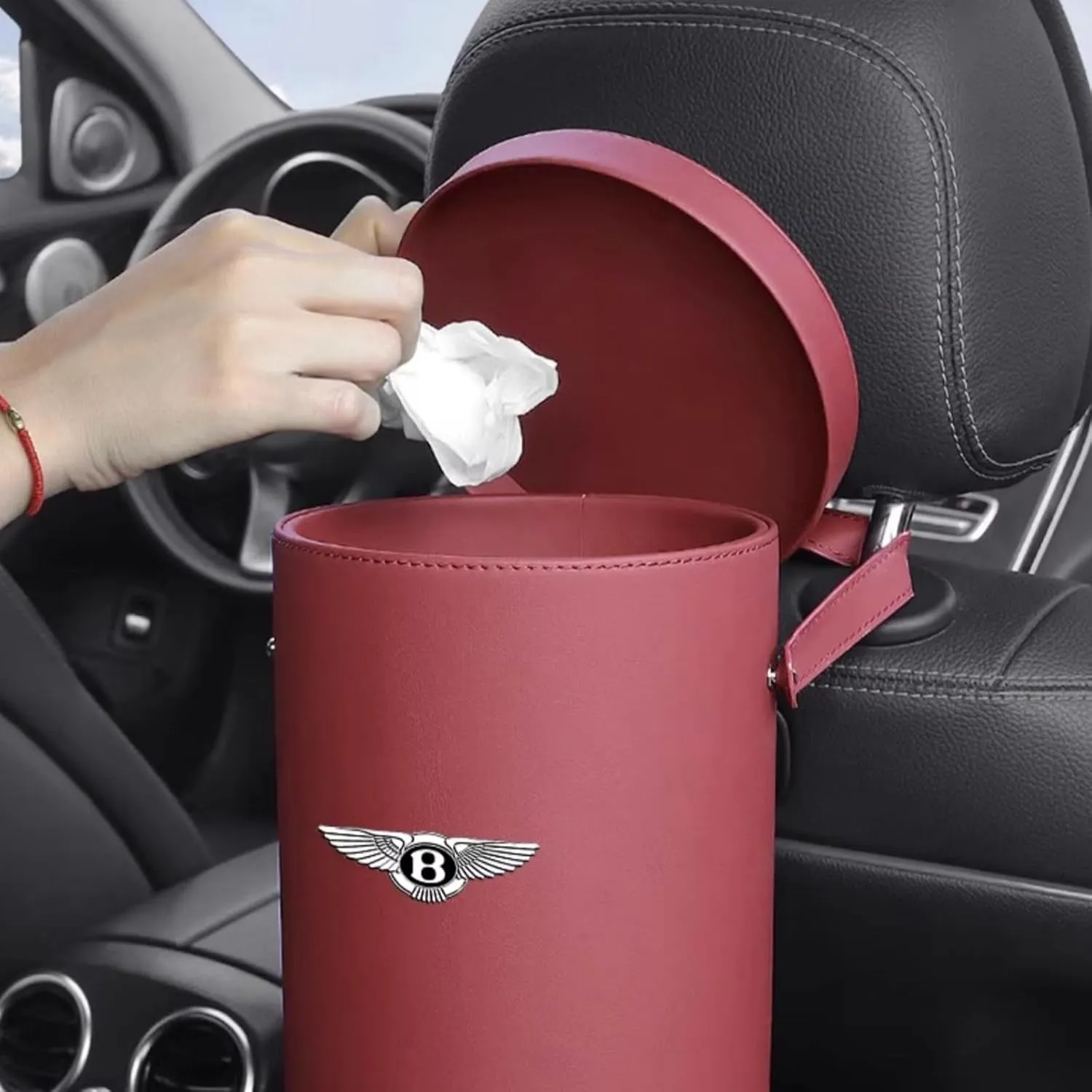 Car Trash Can for Bentley Continental GT 3.Gen/Continental GT V8/Continental GT/Continental GT Speed 2018–2024 Car Storage Bag Car Organiser Car & Desktop Trash Cans,Black