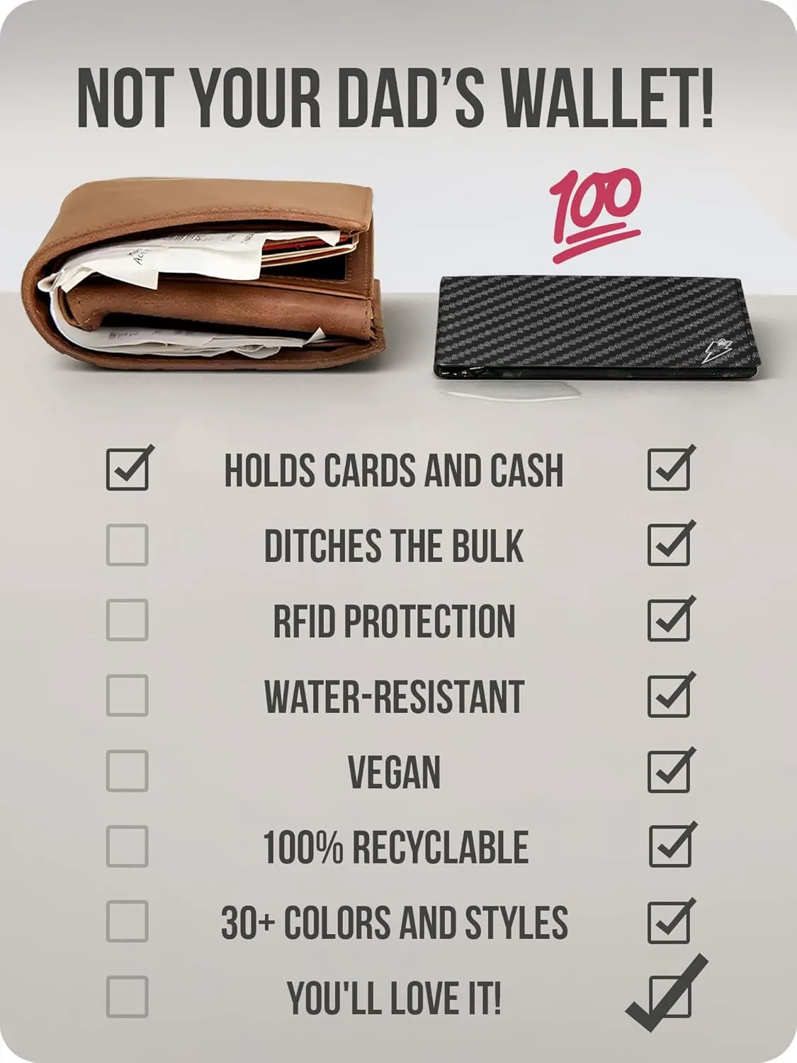 Carbon Fiber Stitched Tyvek Paper Mighty Wallet - Vegan Thin Tear & Water-Resistant Slim Wallet for men - Mens Credit Card Holder Wallet - Minimalist Streetwear Bifold Wallets for Men - RFID