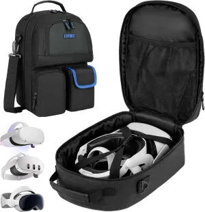 Carrying Case Compatible with Meta Quest 3S/Quest 3/Oculus Quest 2/Quest Pro/Vision Pro,Travel Storage Bag Fits for Elite Version VR Gaming Headset,Touch Controllers and Accessories(Bag Only)